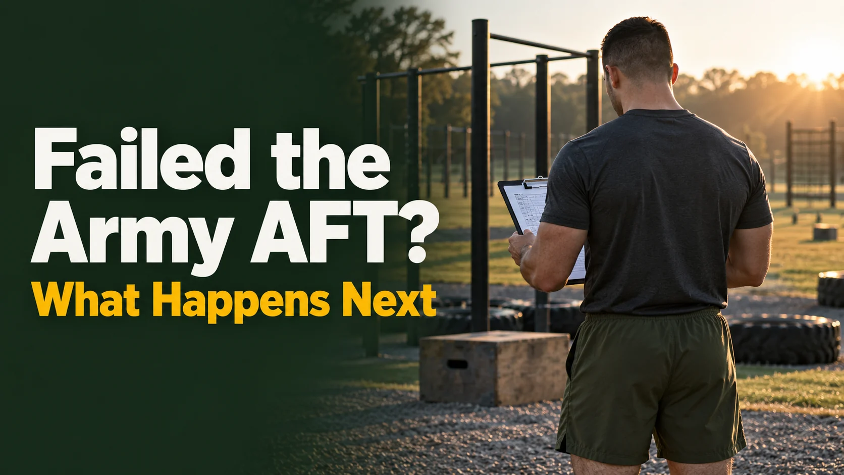 Male trainee from behind; Failed the Army AFT? header.
